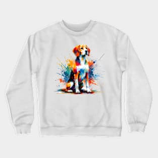 Vibrant Hanoverian Scenthound in Abstract Splash Art Crewneck Sweatshirt